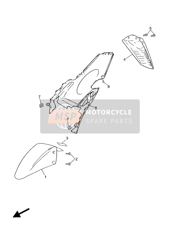 5RWF16110000, Kotflugel, Hinterrad, Yamaha, 2